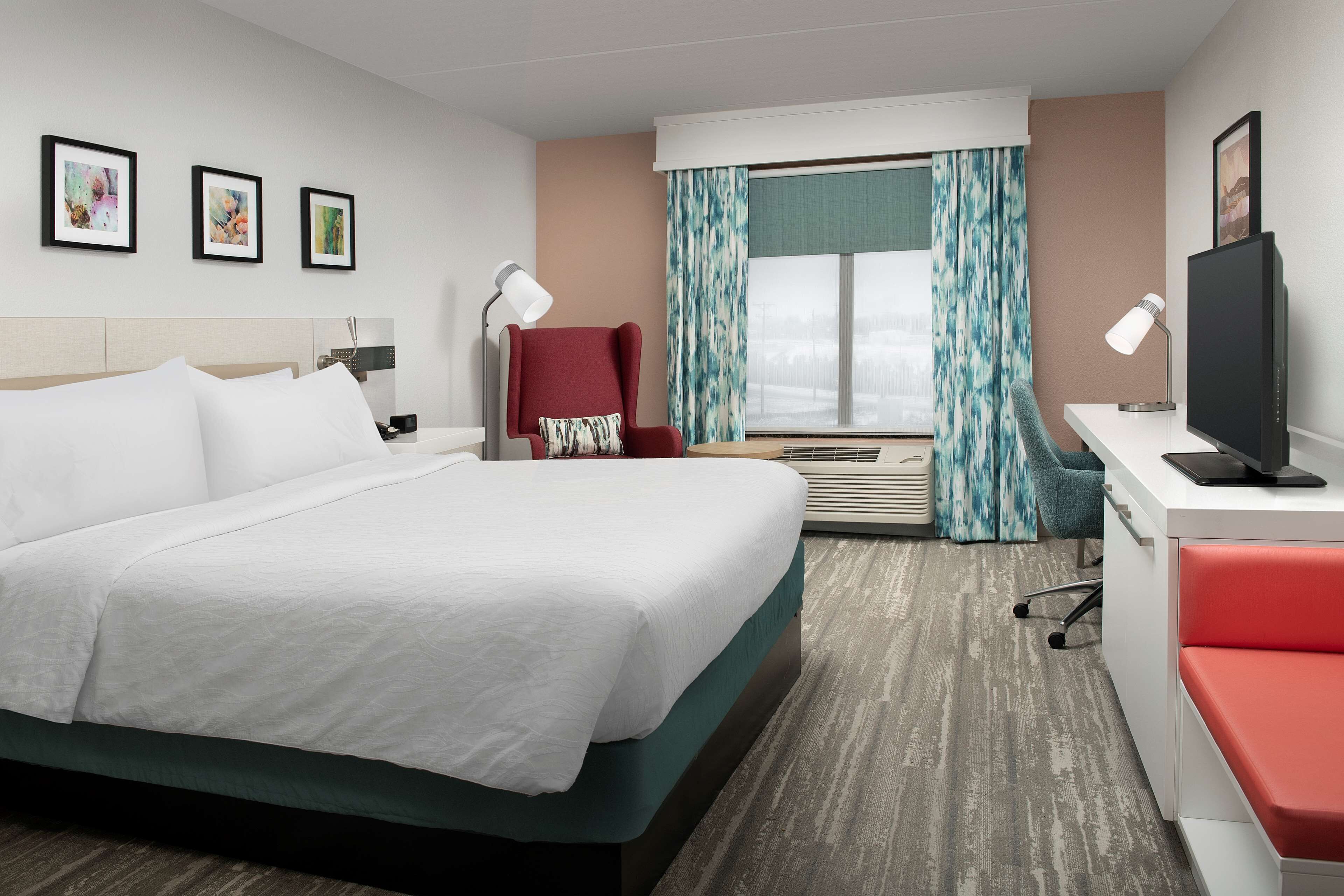 Hypo-allergenic bedding, desk, laptop workspace, iron/ironing board