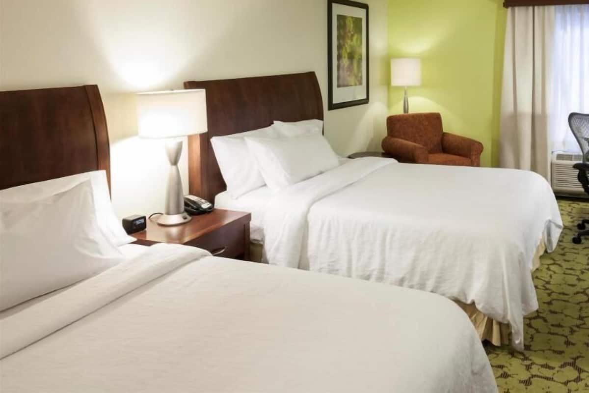 Hypo-allergenic bedding, desk, laptop workspace, iron/ironing board