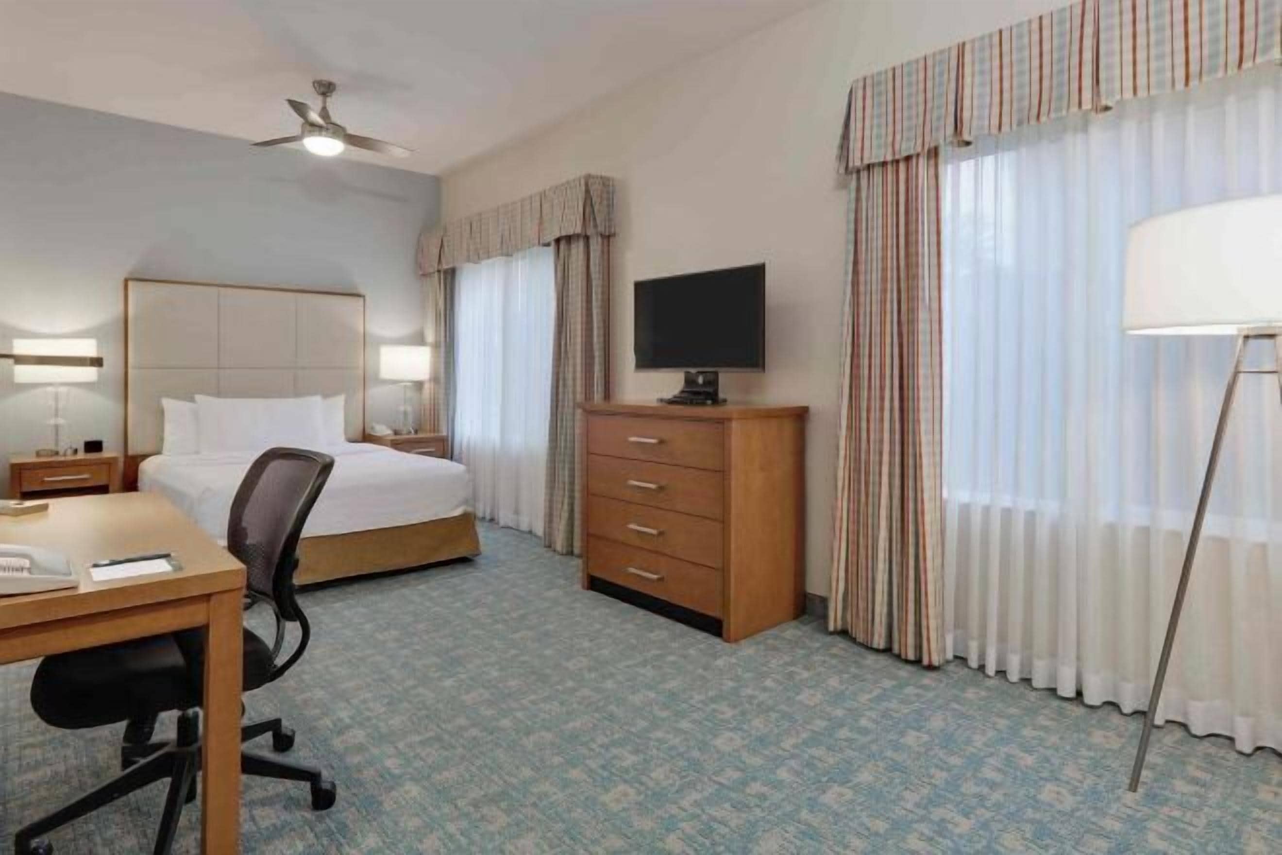 Hypo-allergenic bedding, down duvets, desk, blackout curtains