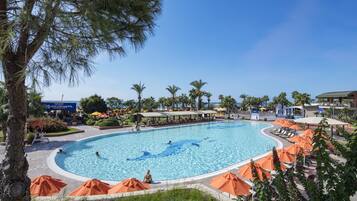 2 indoor pools, 3 outdoor pools, open 7:00 AM to 7:30 PM, pool umbrellas