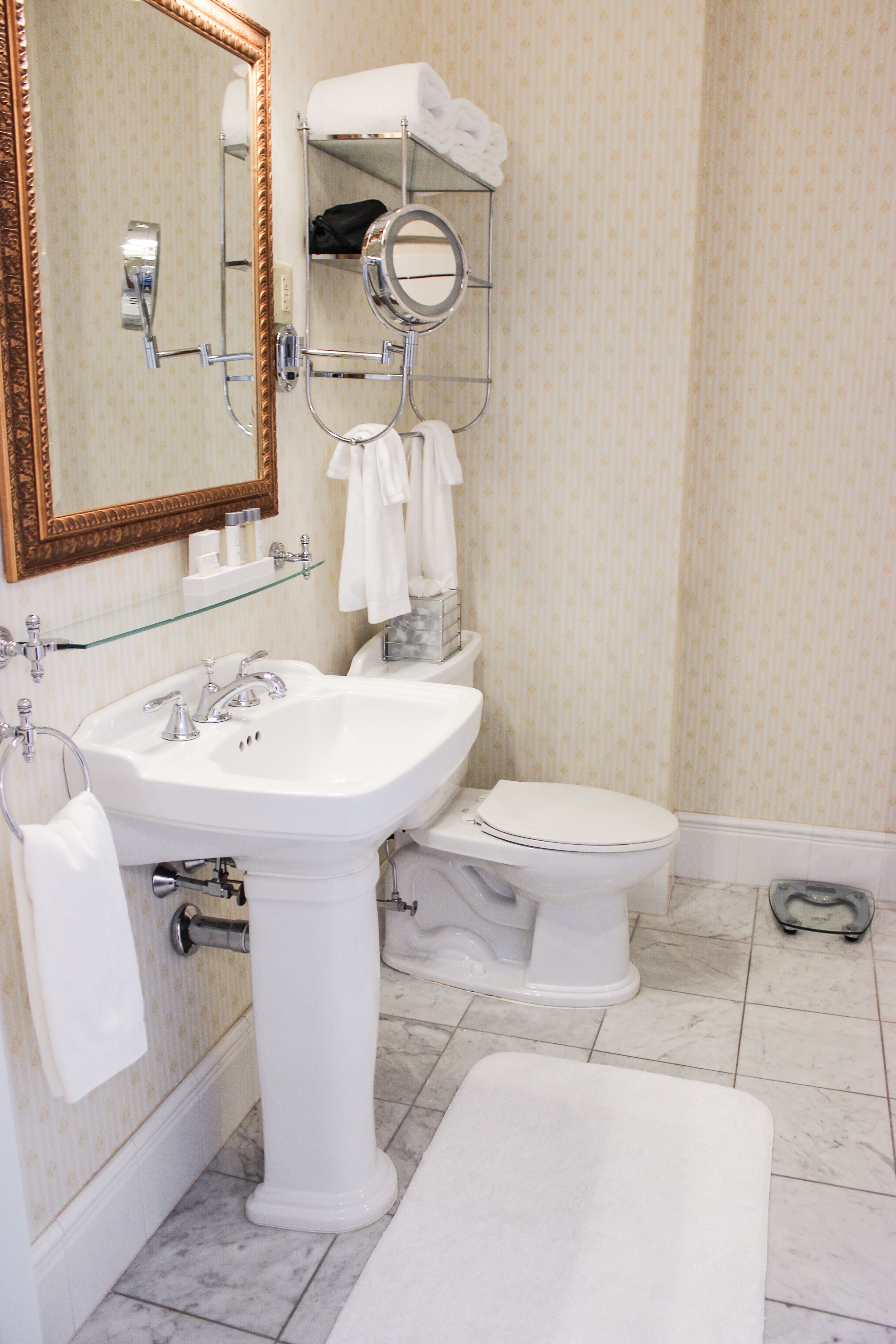 designer toiletries, hair dryer, bathrobes, towels