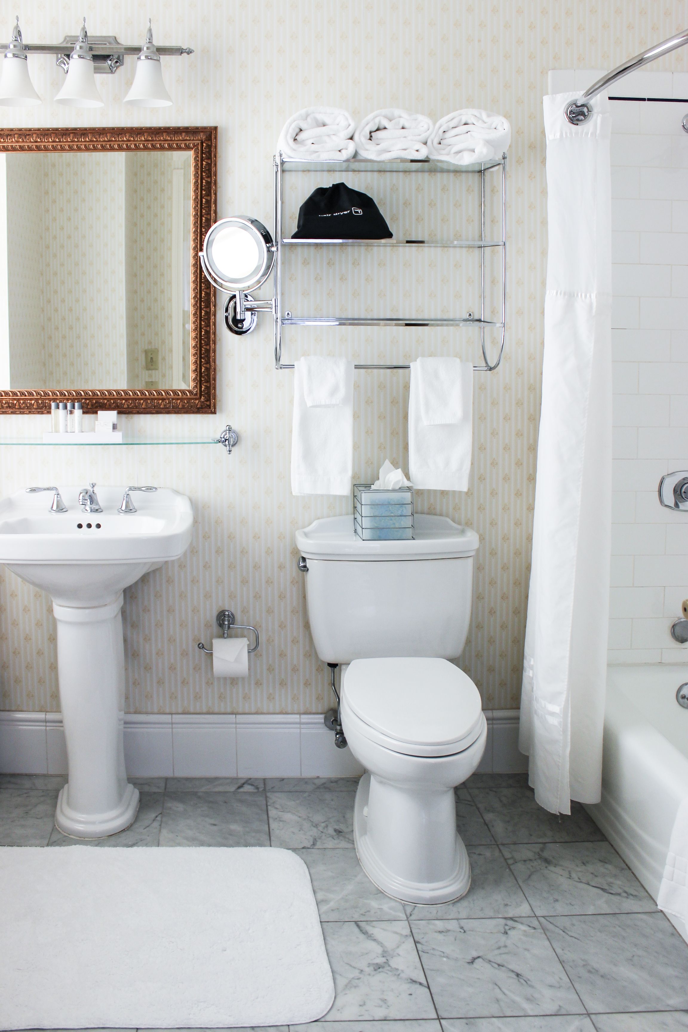 designer toiletries, hair dryer, bathrobes, towels