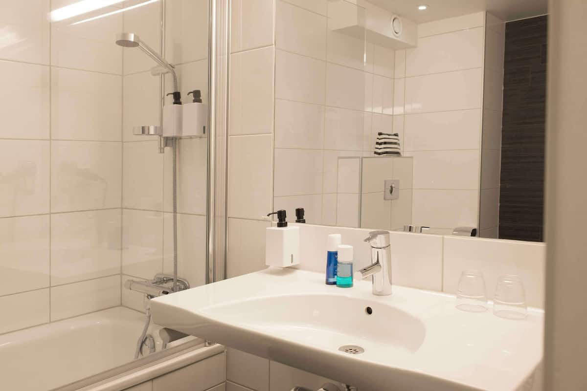 hypo-allergenic bedding, desk, laptop workspace, iron/ironing board