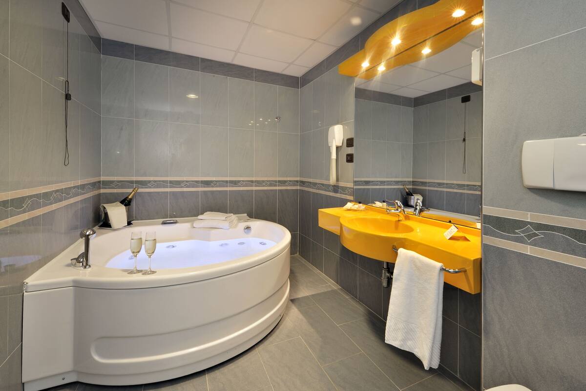 shower, free toiletries, hair dryer, bidet