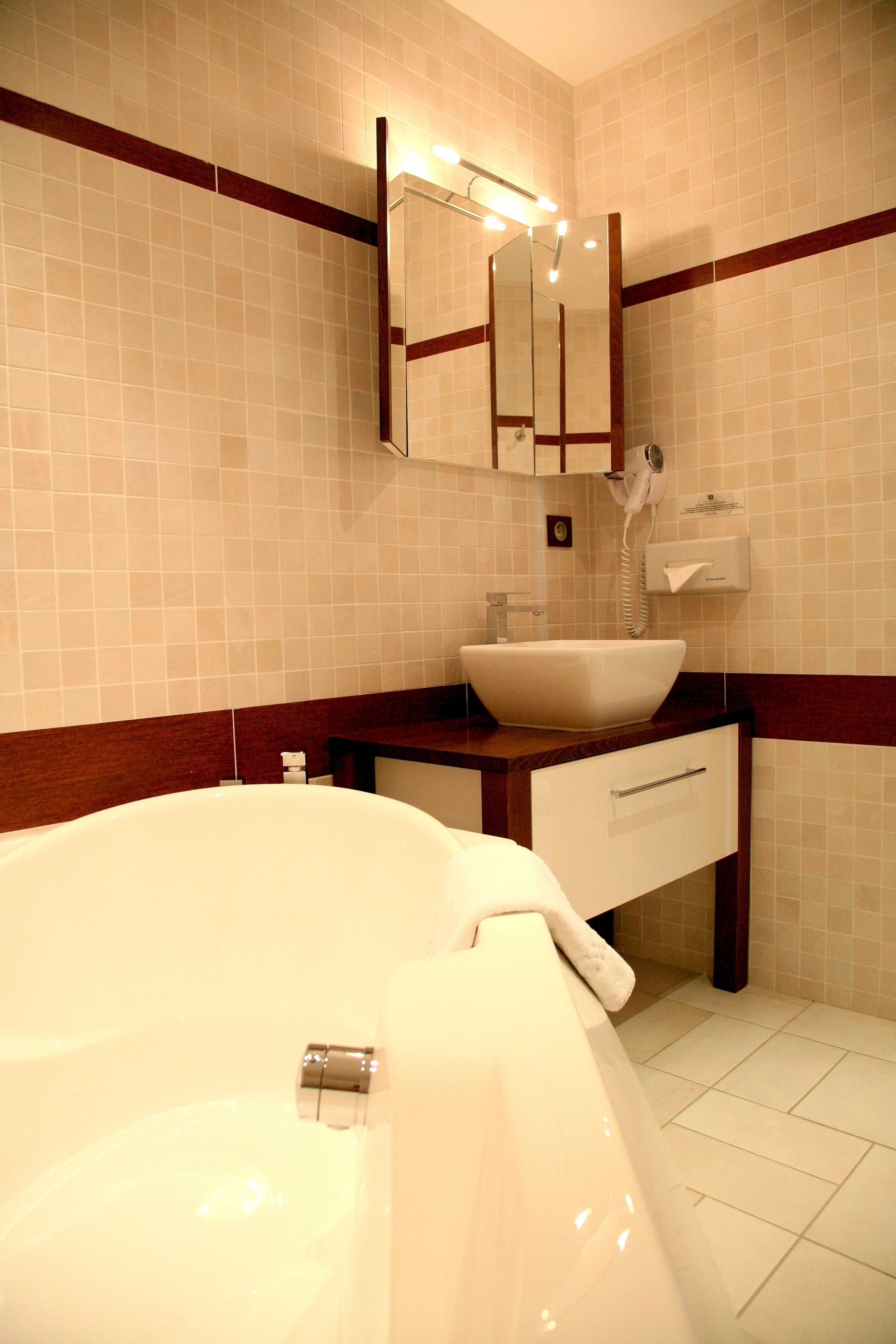 free toiletries, hair dryer, towels