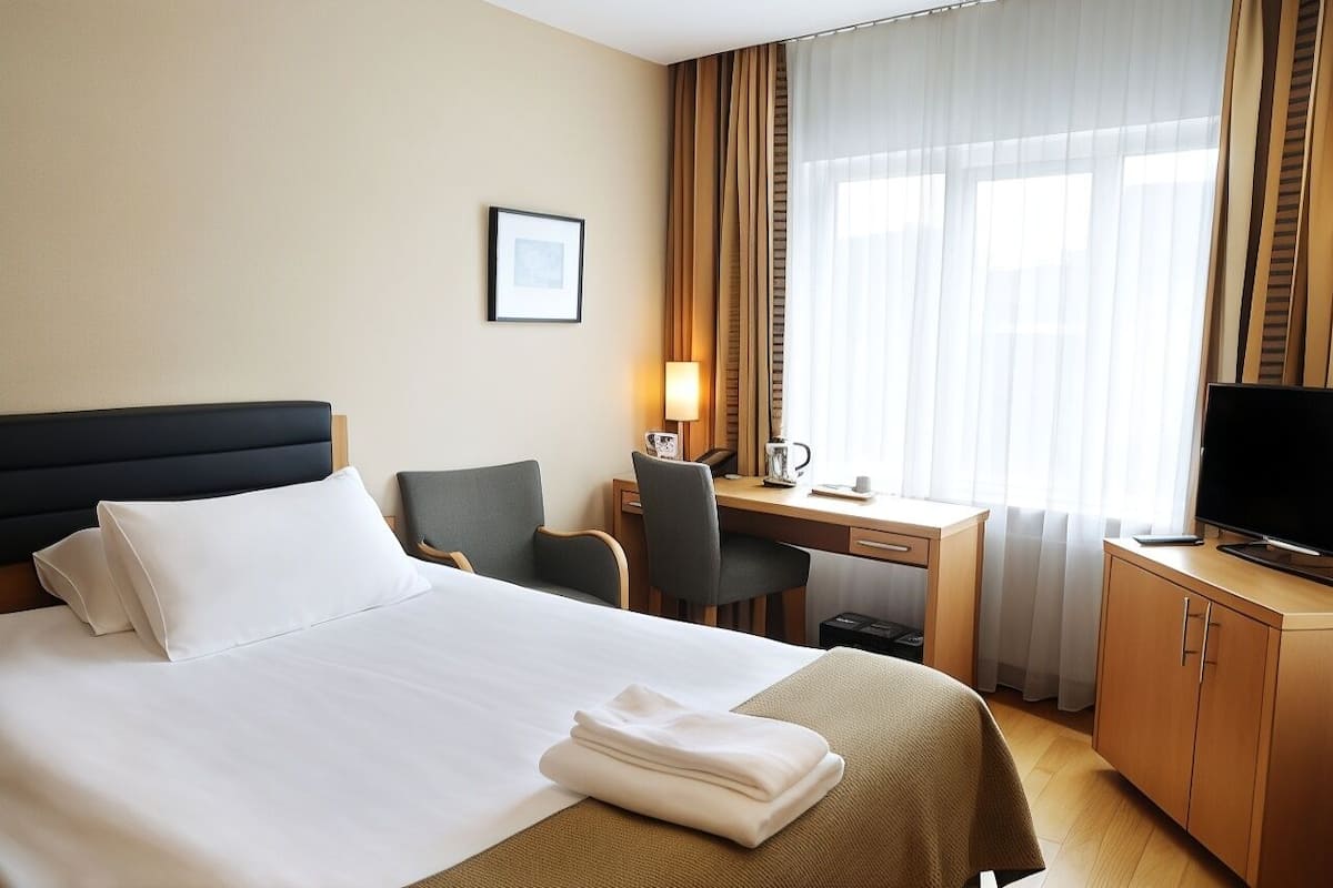 Hypo-allergenic bedding available, in-room safe, blackout drapes