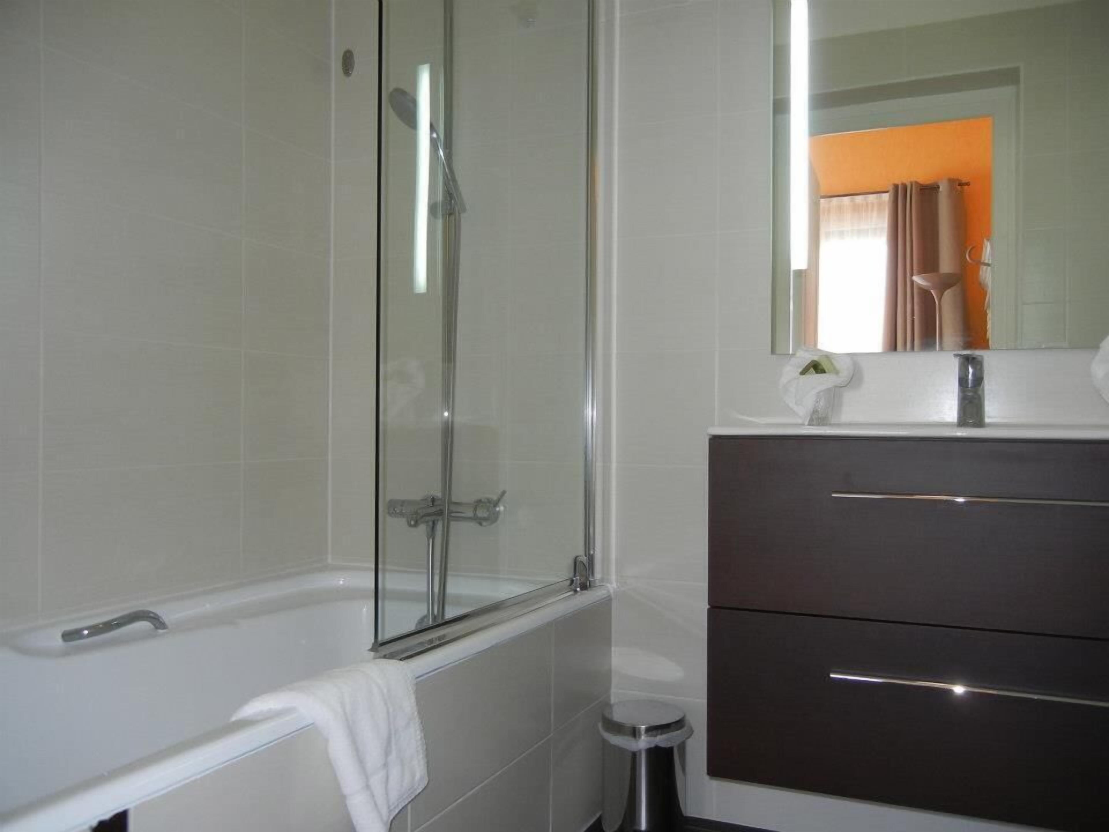 free toiletries, hair dryer, towels, toilet paper