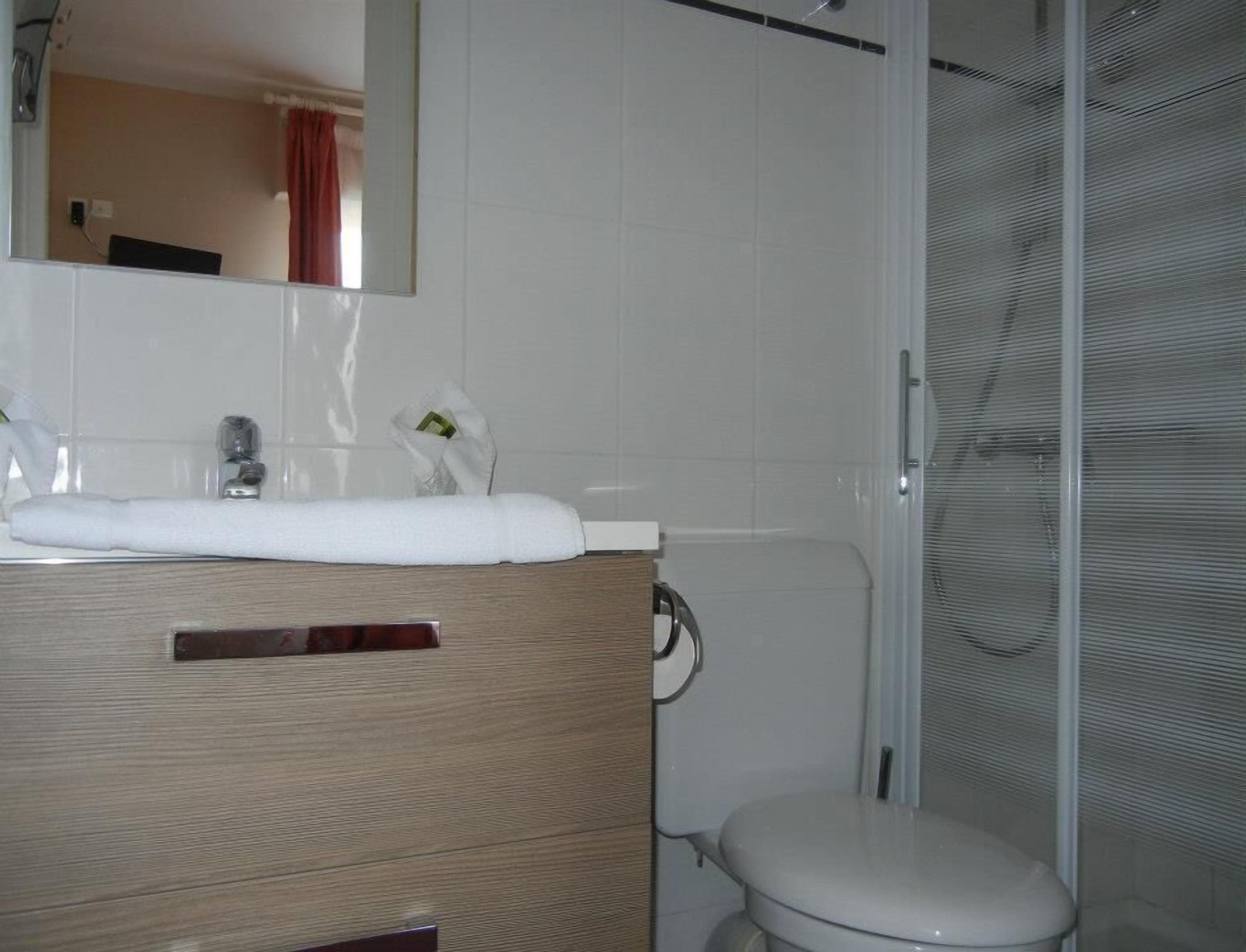 free toiletries, hair dryer, towels, toilet paper