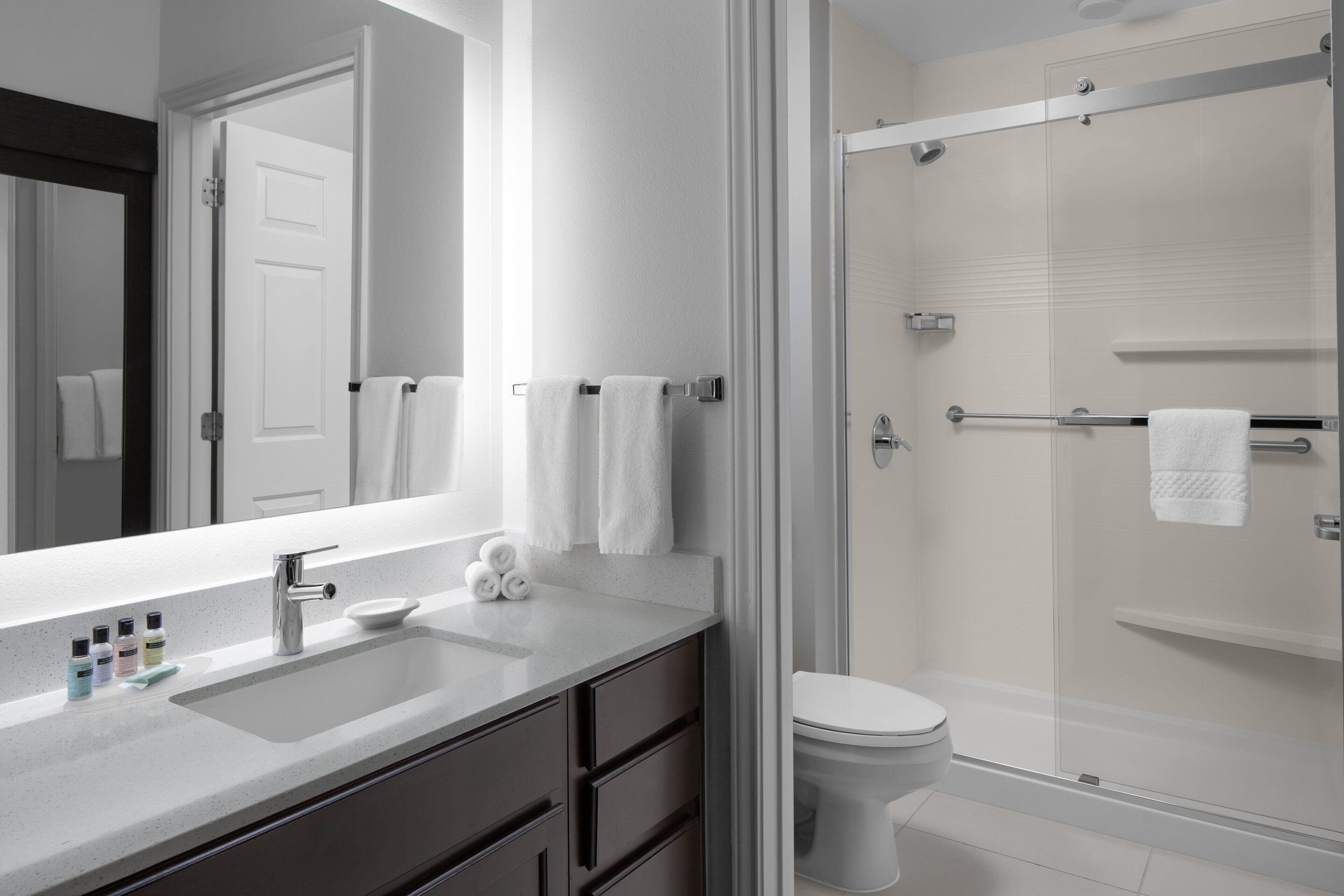 free toiletries, hair dryer, towels