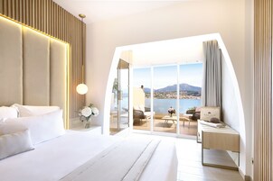 Chambre Luxe Terrasse | Roupas de cama premium, frigobar, cofres nos quartos