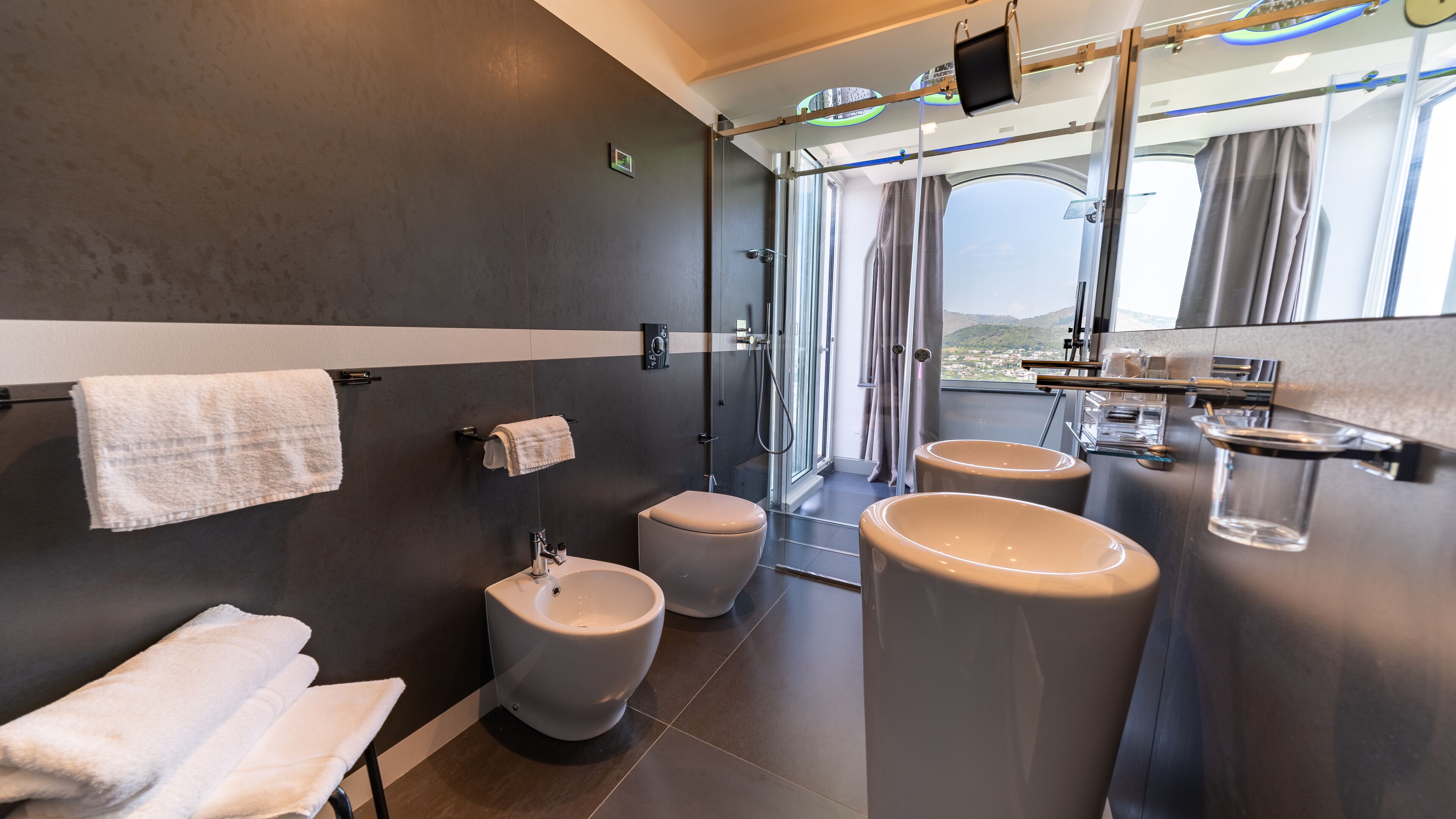 deluxe suite, hot tub, sea view | bathroom | free toiletries, hair dryer, bidet, towels