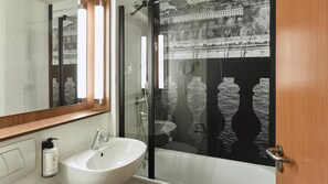 Eco-friendly toiletries, hair dryer, towels, soap