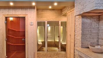 Een sauna, een bubbelbad, een stoombad
