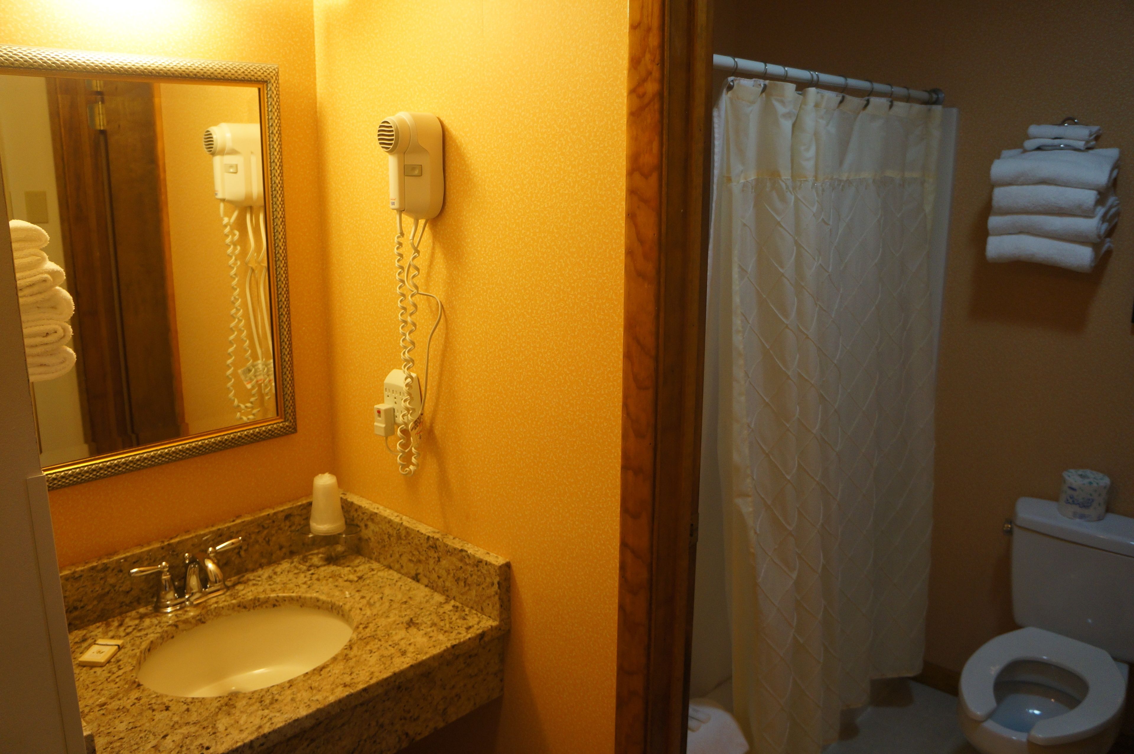 deluxe room, 2 queen beds - ski passes available at property | bathroom | combined shower/bathtub, free toiletries, hair dryer, towels