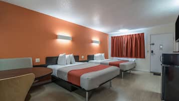 Desk, free WiFi, bed sheets