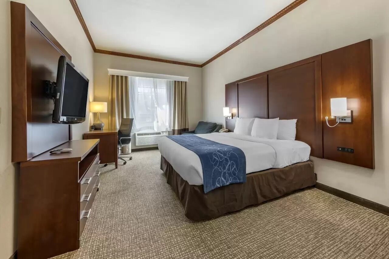 suite king, accessible, (roll in shower), non smoking | premium bedding, desk, laptop workspace, blackout curtains