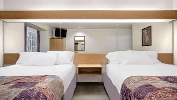 Standard Room, 2 Queen Beds | Desk, laptop workspace, blackout drapes, iron/ironing board