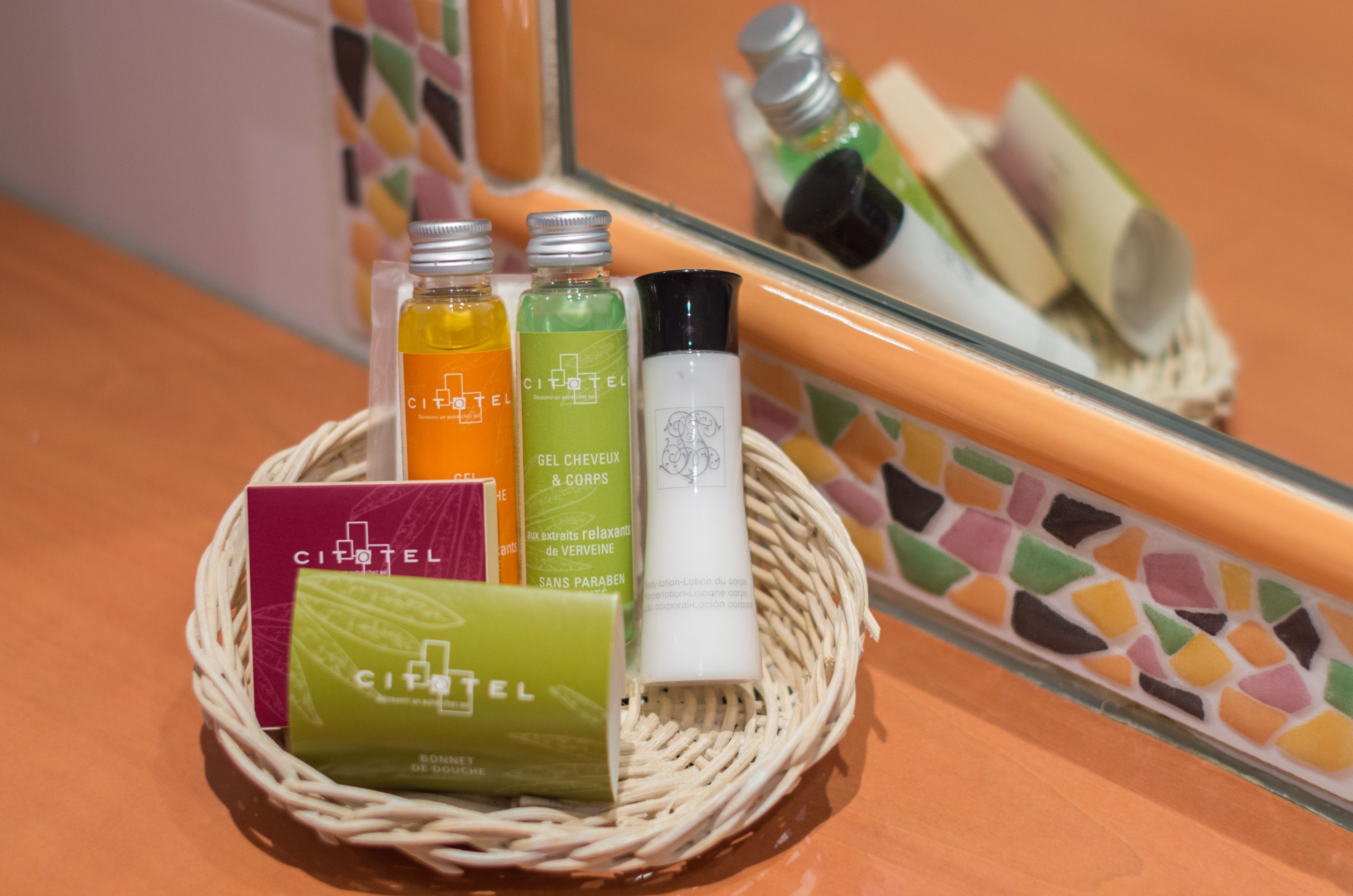 free toiletries, hair dryer, towels, shampoo