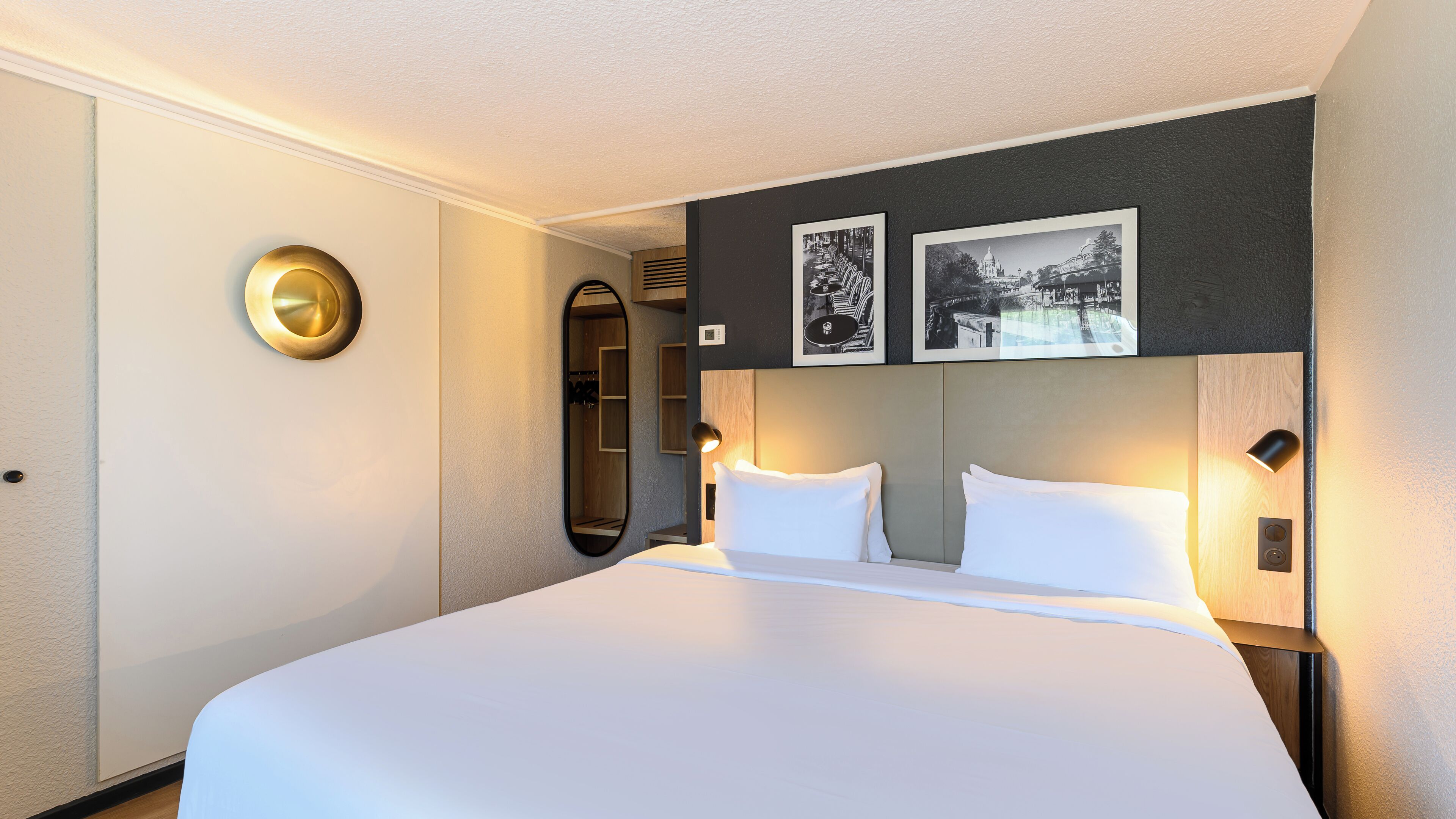 Premium bedding, blackout drapes, iron/ironing board