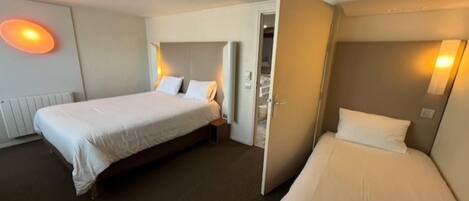 Desk, blackout curtains, soundproofing, iron/ironing board