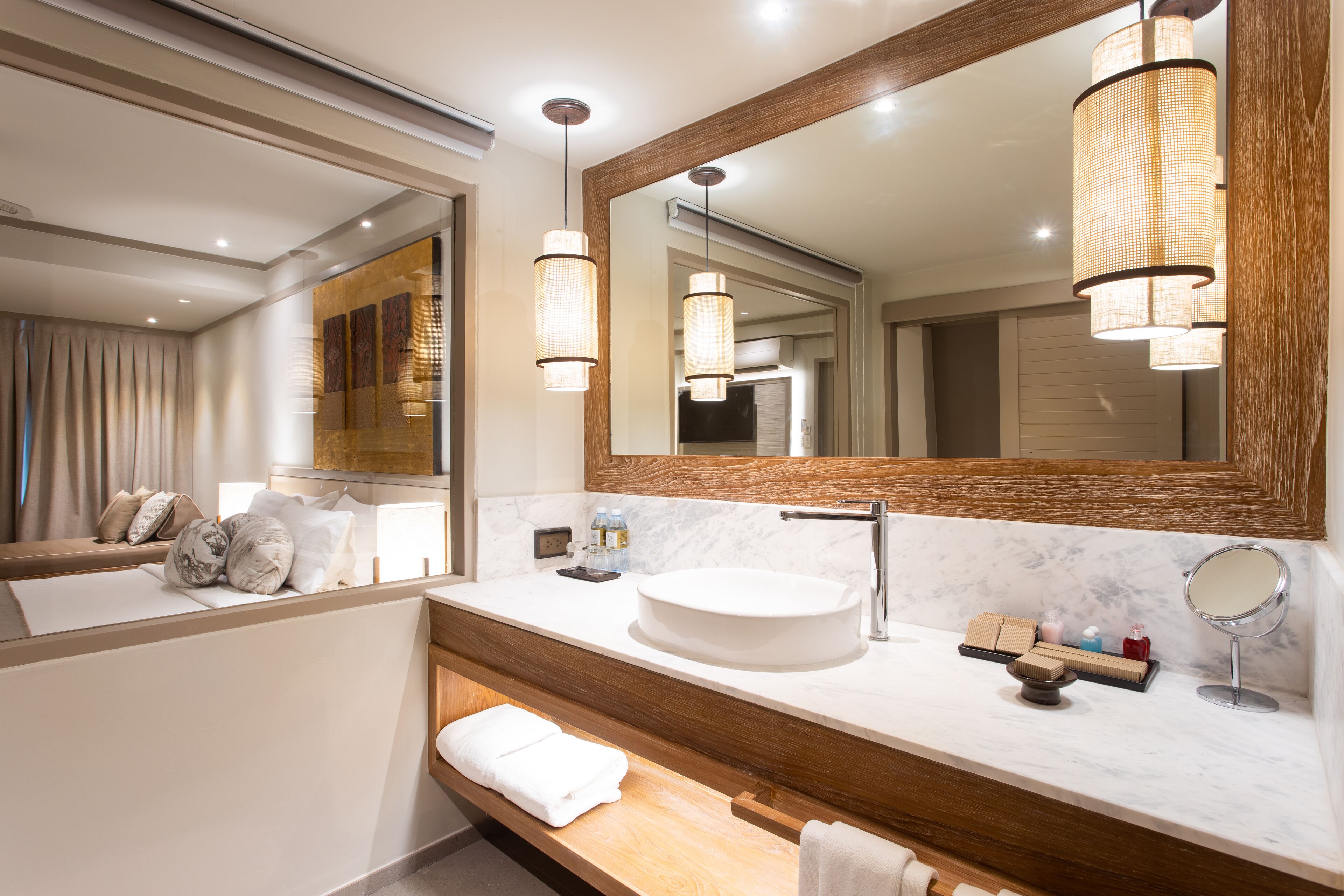 deluxe garden view | bathroom | separate bathtub and shower, rainfall showerhead, designer toiletries