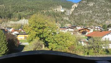 A mountainous landscape with a village.