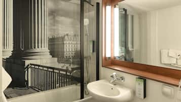 Eco-friendly toiletries, hair dryer, towels