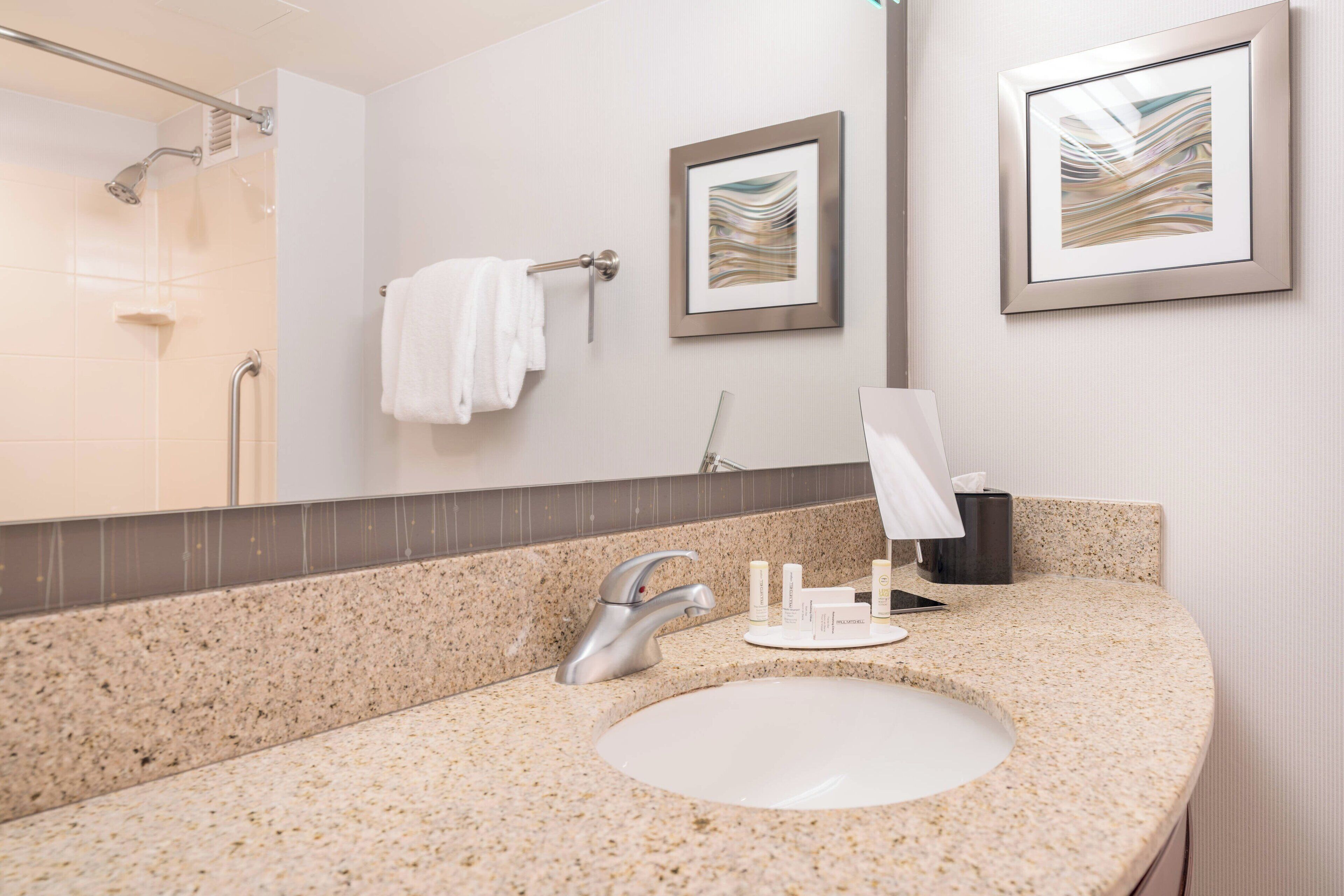 free toiletries, hair dryer, towels, soap