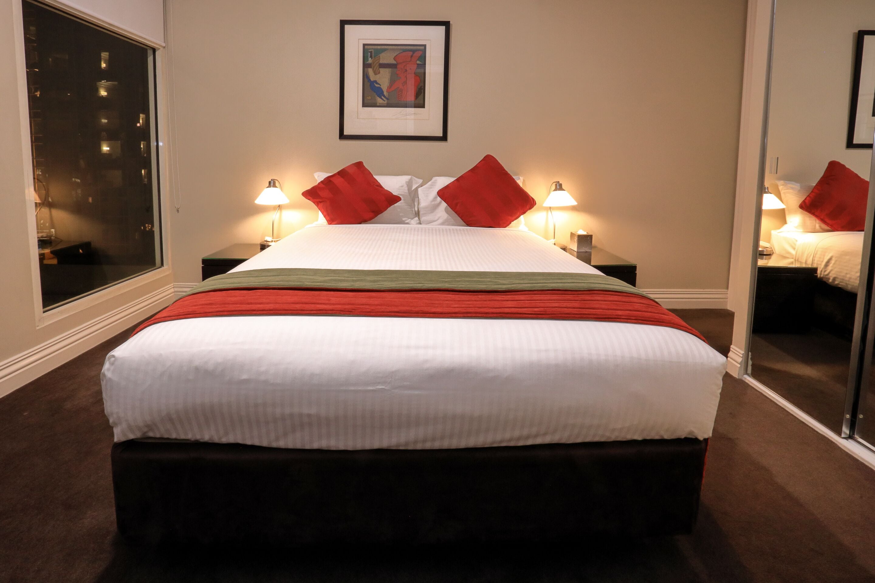 two bedroom one bathroom executive apartment | individually decorated, desk, blackout curtains, iron/ironing board