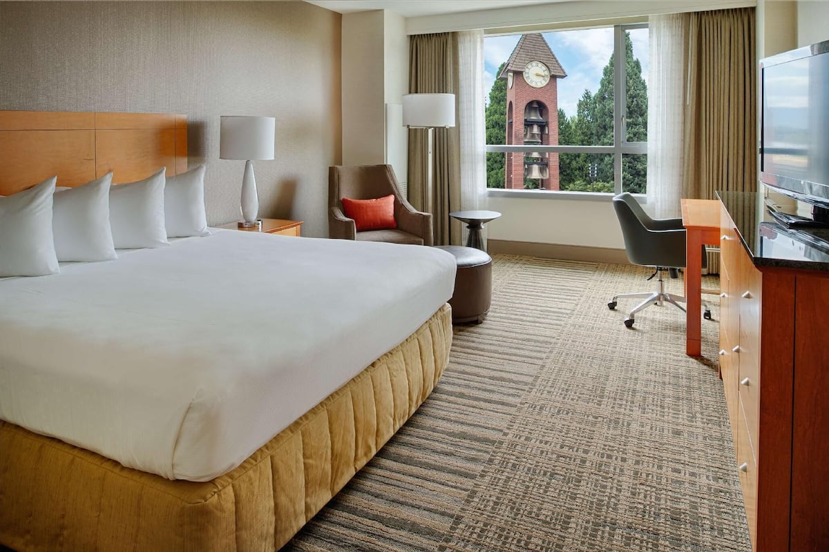 Premium bedding, pillowtop beds, desk, blackout drapes
