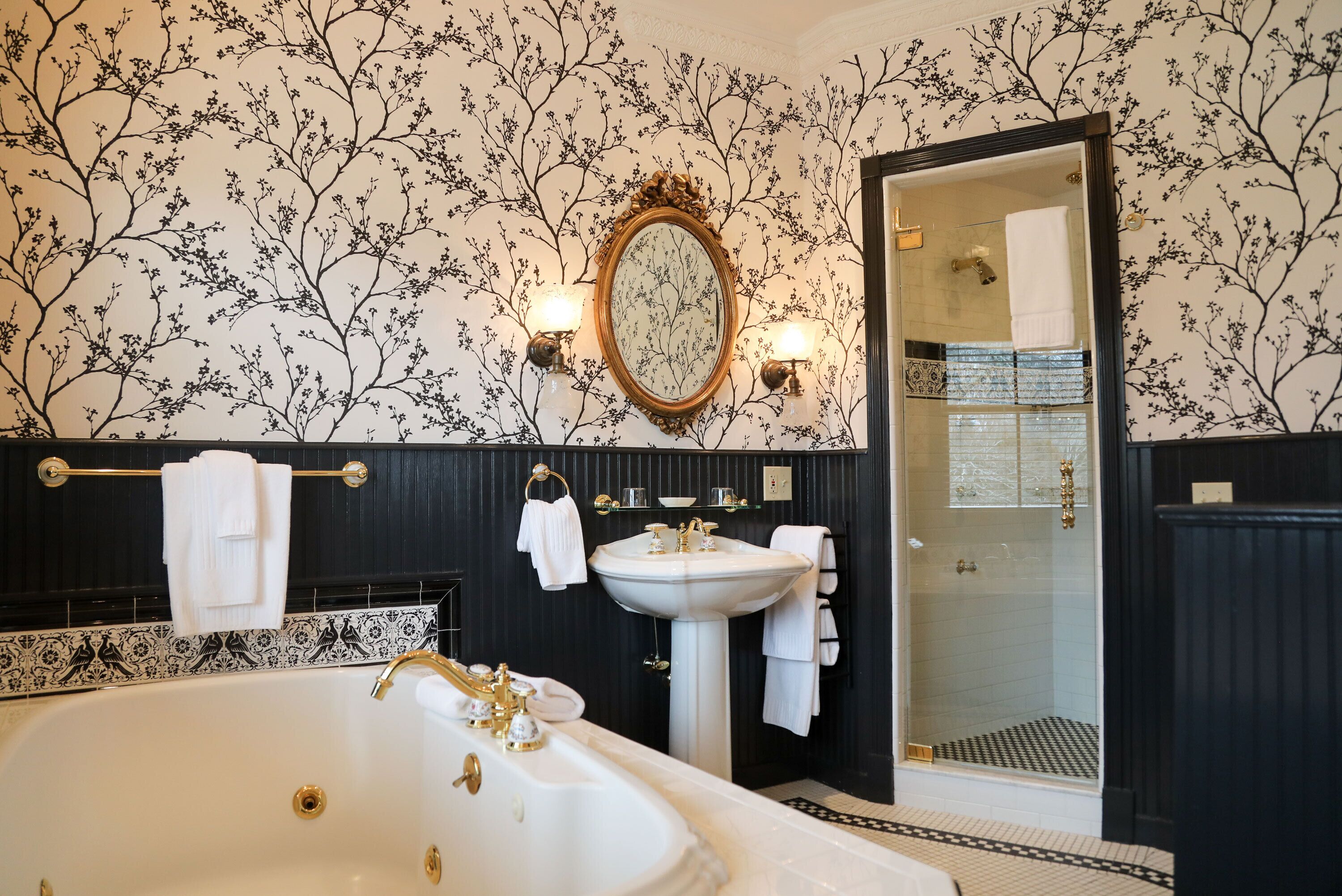 victorian | bathroom | designer toiletries, hair dryer, bathrobes, slippers