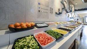 A buffet with various food items including fruits, vegetables, and salads. - Grand Star Hotel Bosphorus & Spa (Istanbul)