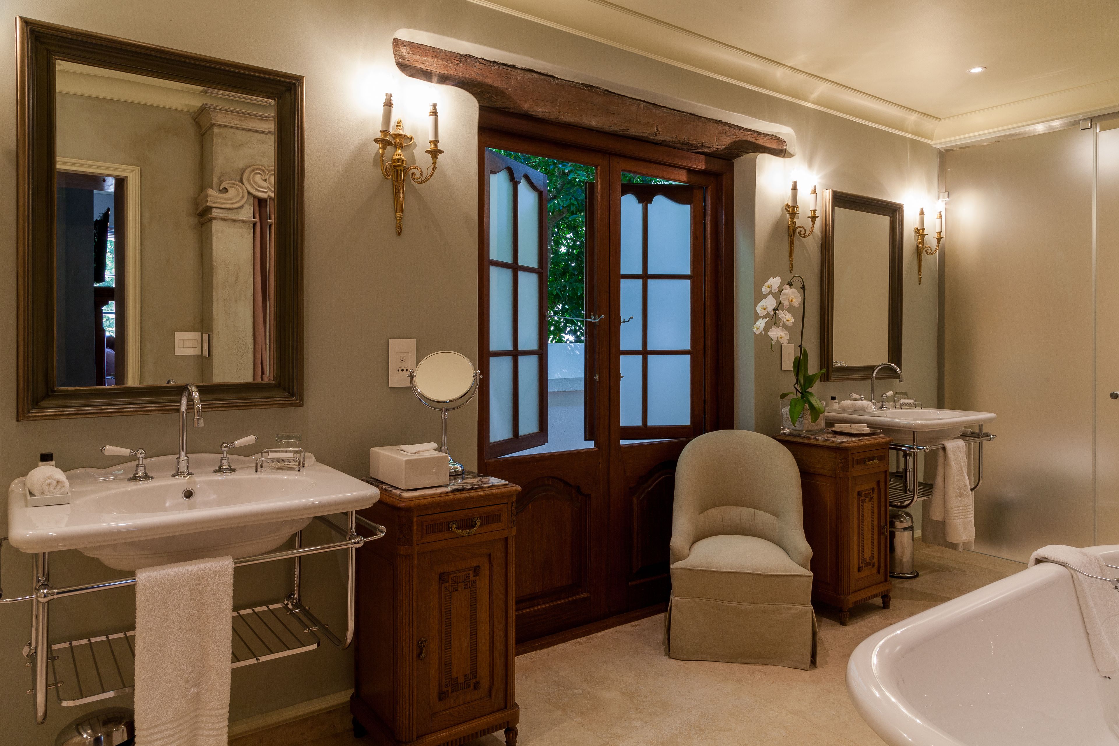 luxury room | bathroom | separate bathtub and shower, rainfall showerhead, free toiletries