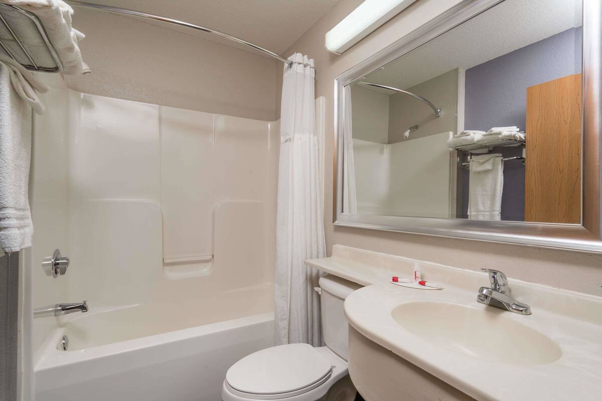 standard room, 1 queen bed | bathroom | combined shower/bathtub, free toiletries, hair dryer, towels