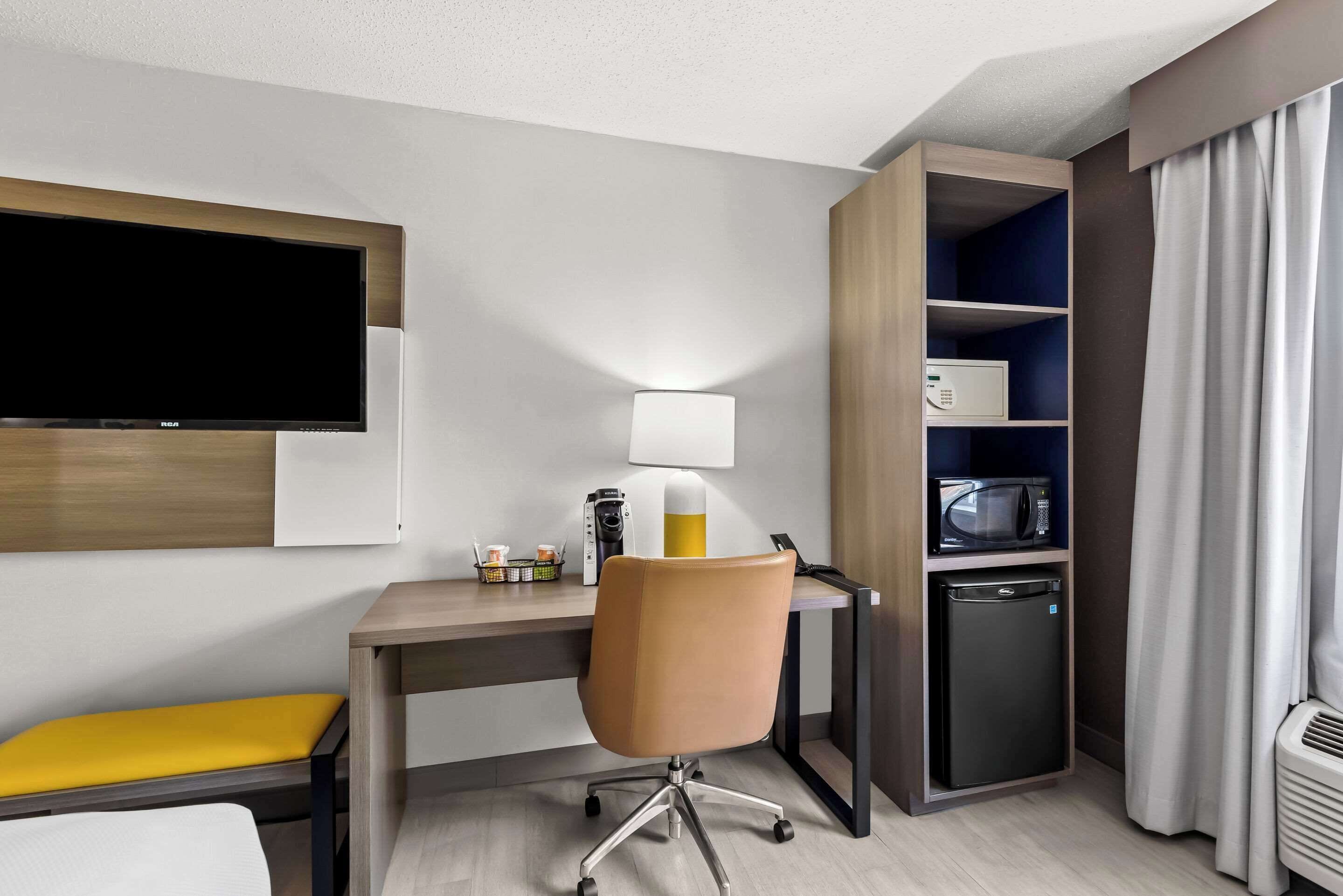 in-room safe, desk, blackout curtains, iron/ironing board