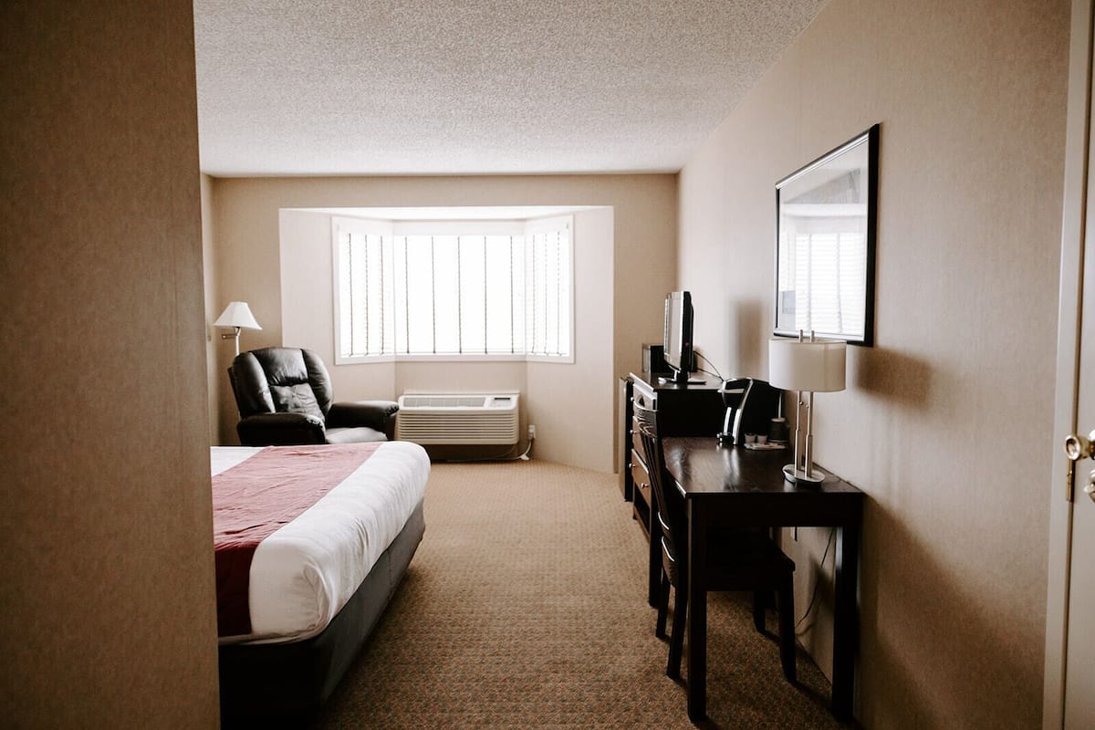 Standard Room, 1 King Bed, Non Smoking | Desk, iron/ironing board, WiFi (free), bed sheets