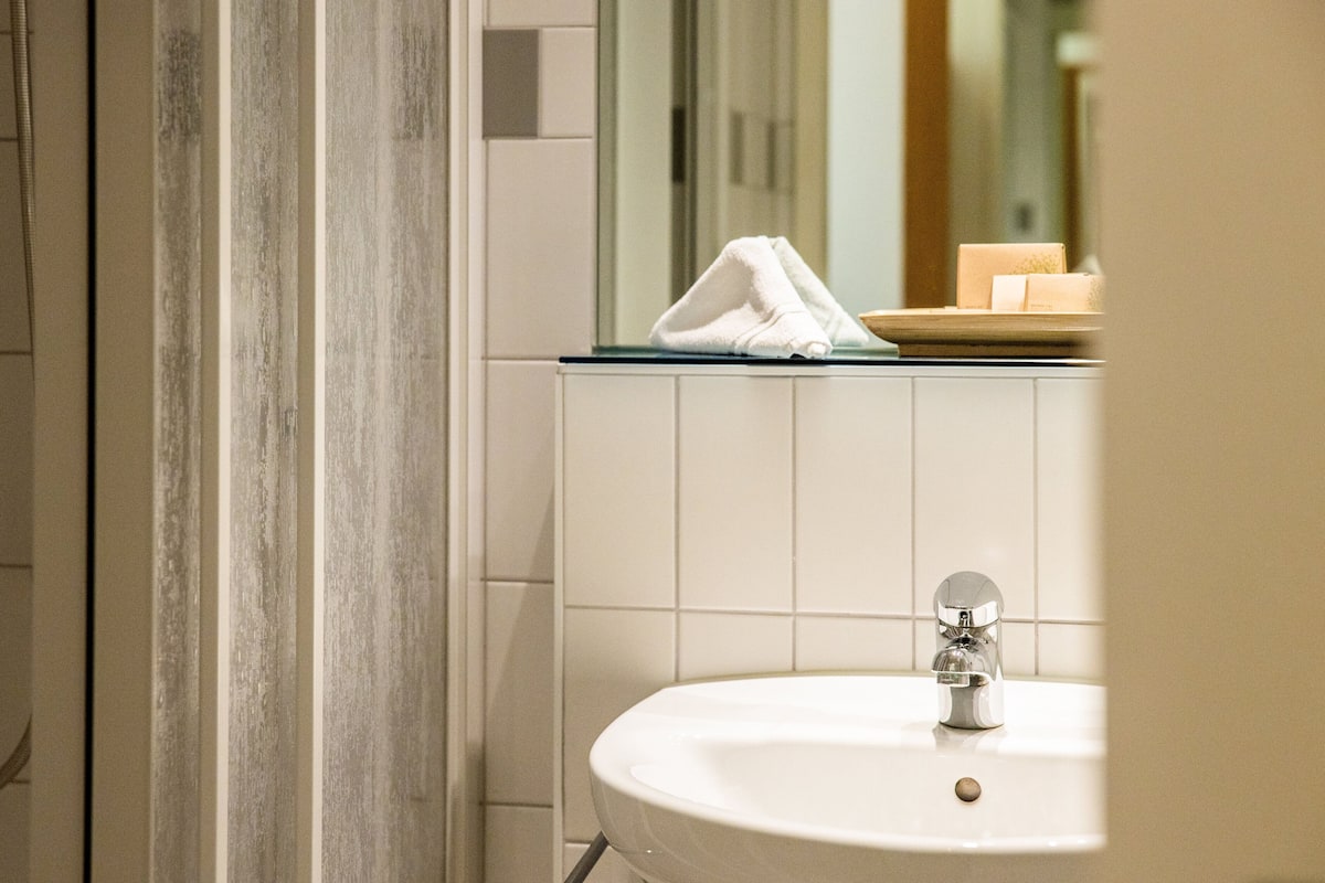 free toiletries, hair dryer, towels