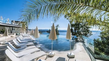 Innenpool, AuĂenpool (je nach Saison geöffnet), Sonnenschirme