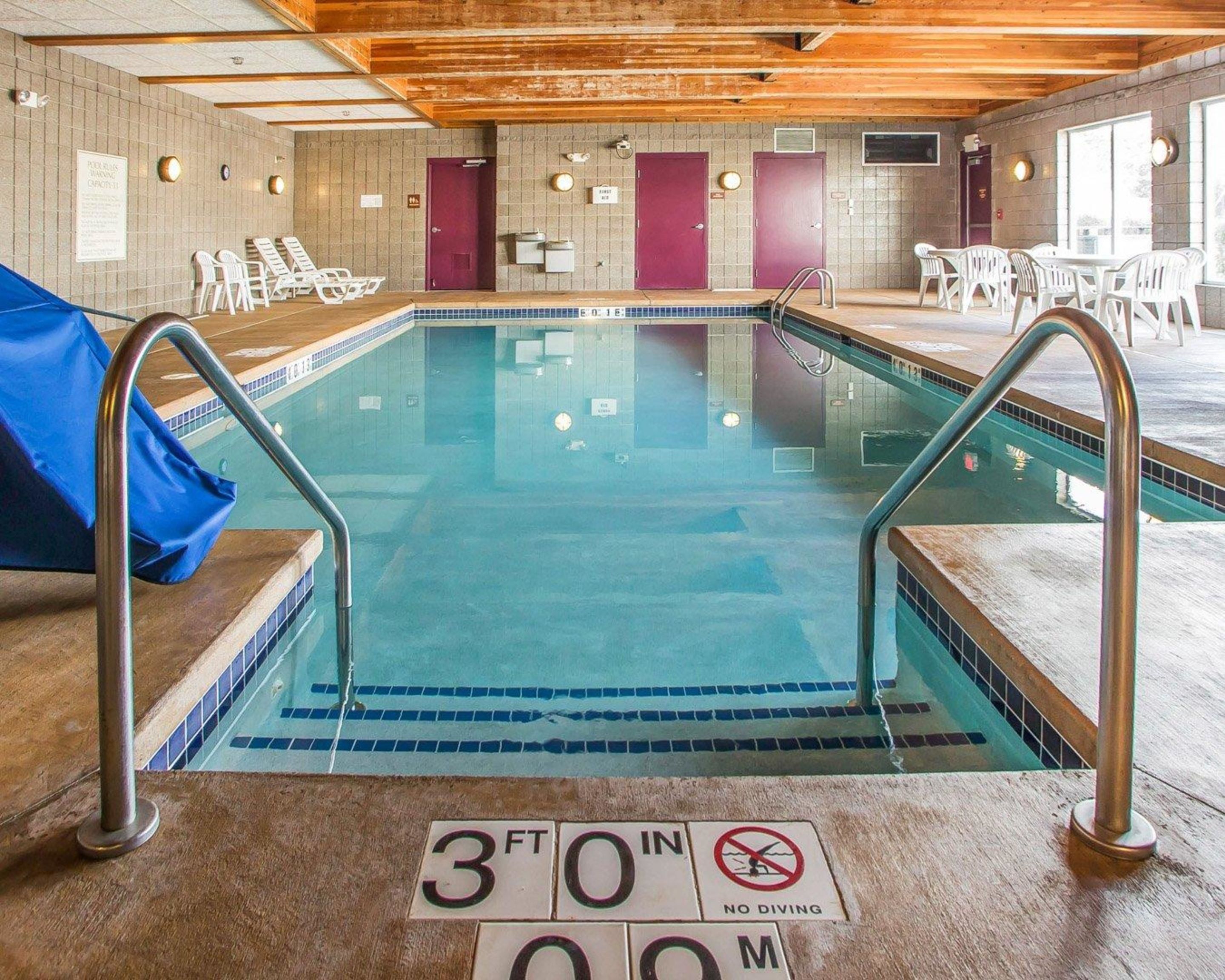 indoor pool, open 8:00 am to midnight, pool loungers