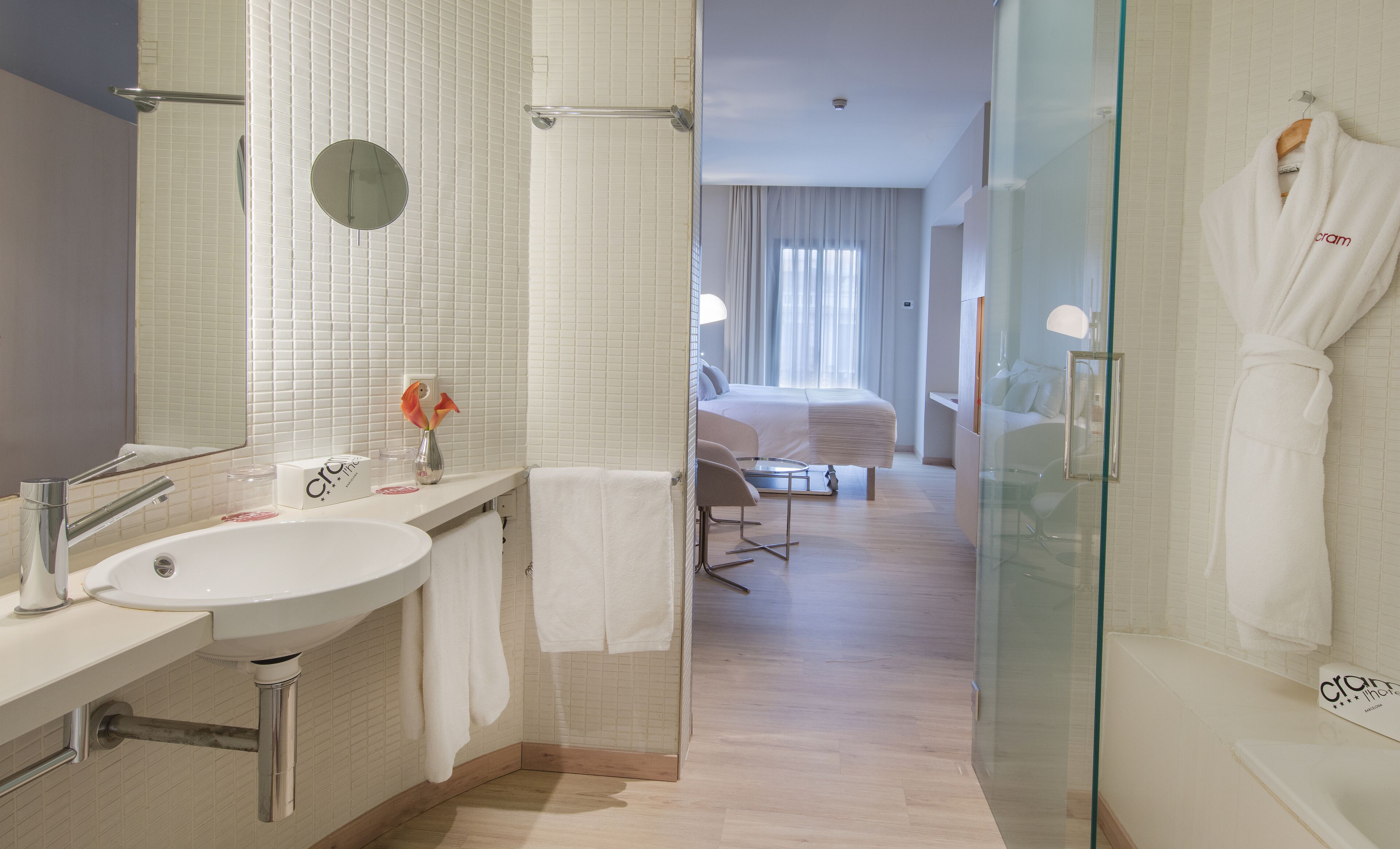 rainfall showerhead, free toiletries, hair dryer, bathrobes