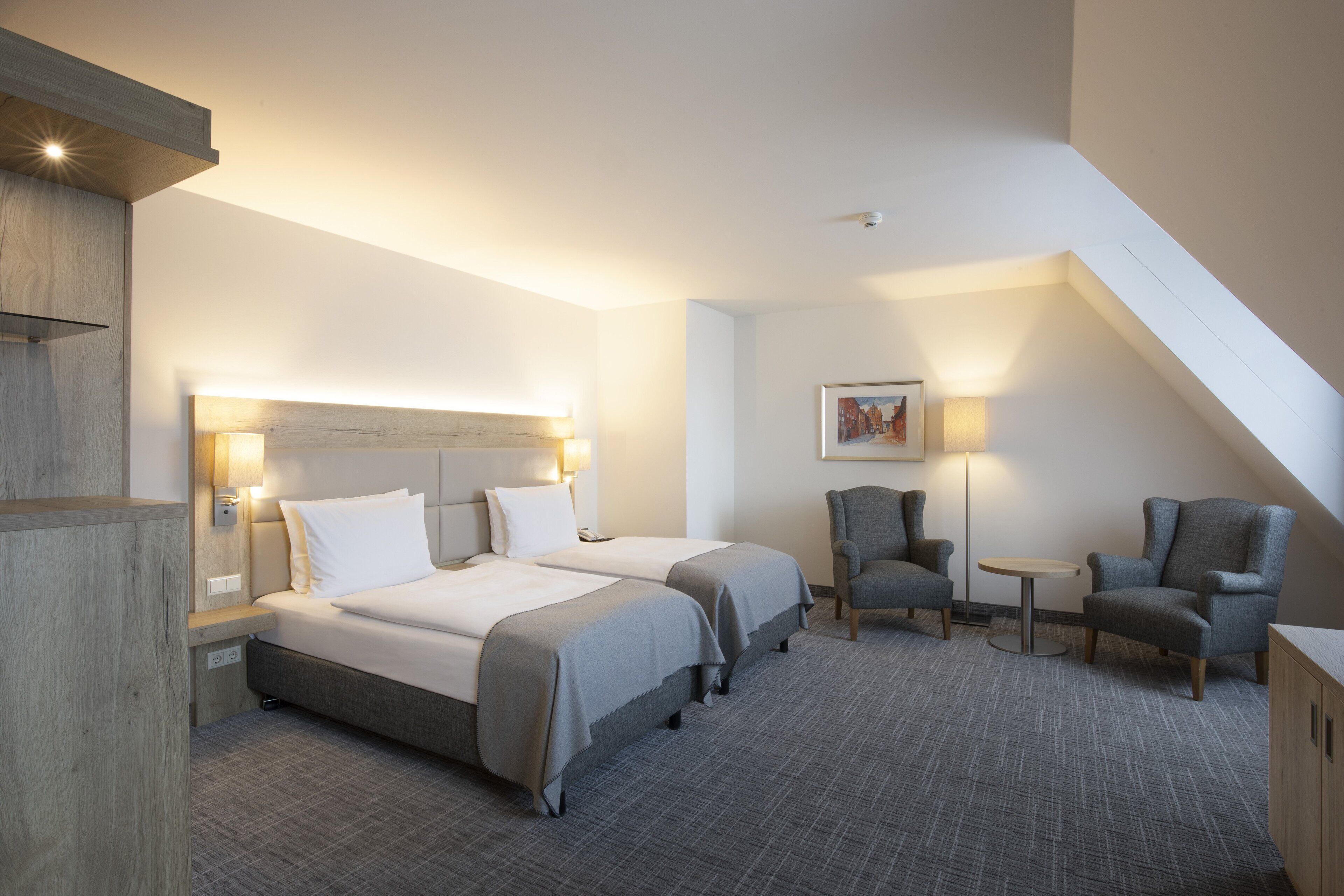 Down duvets, minibar, in-room safe, desk