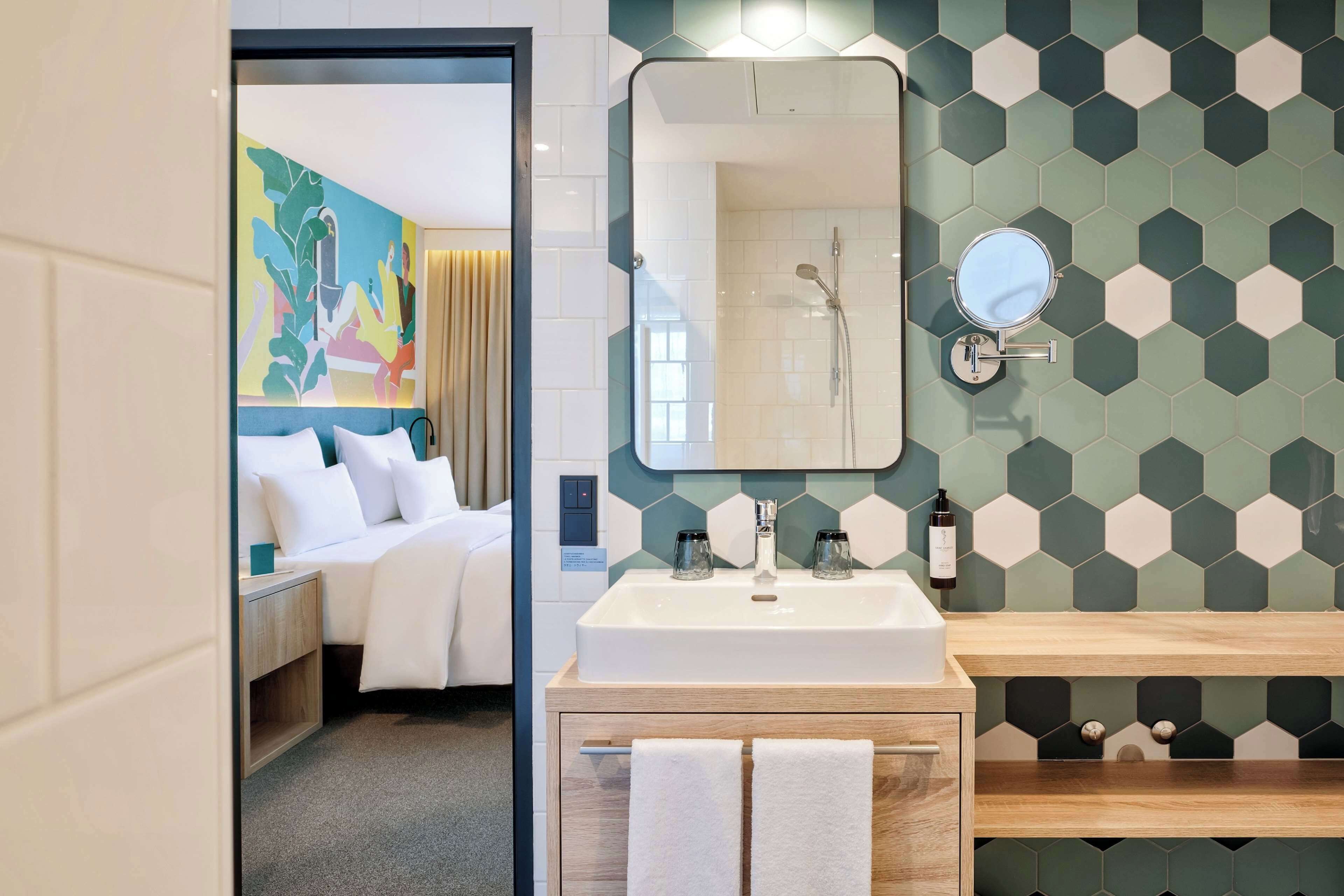 room, 1 king bed with sofa bed | bathroom | free toiletries, hair dryer, towels, soap