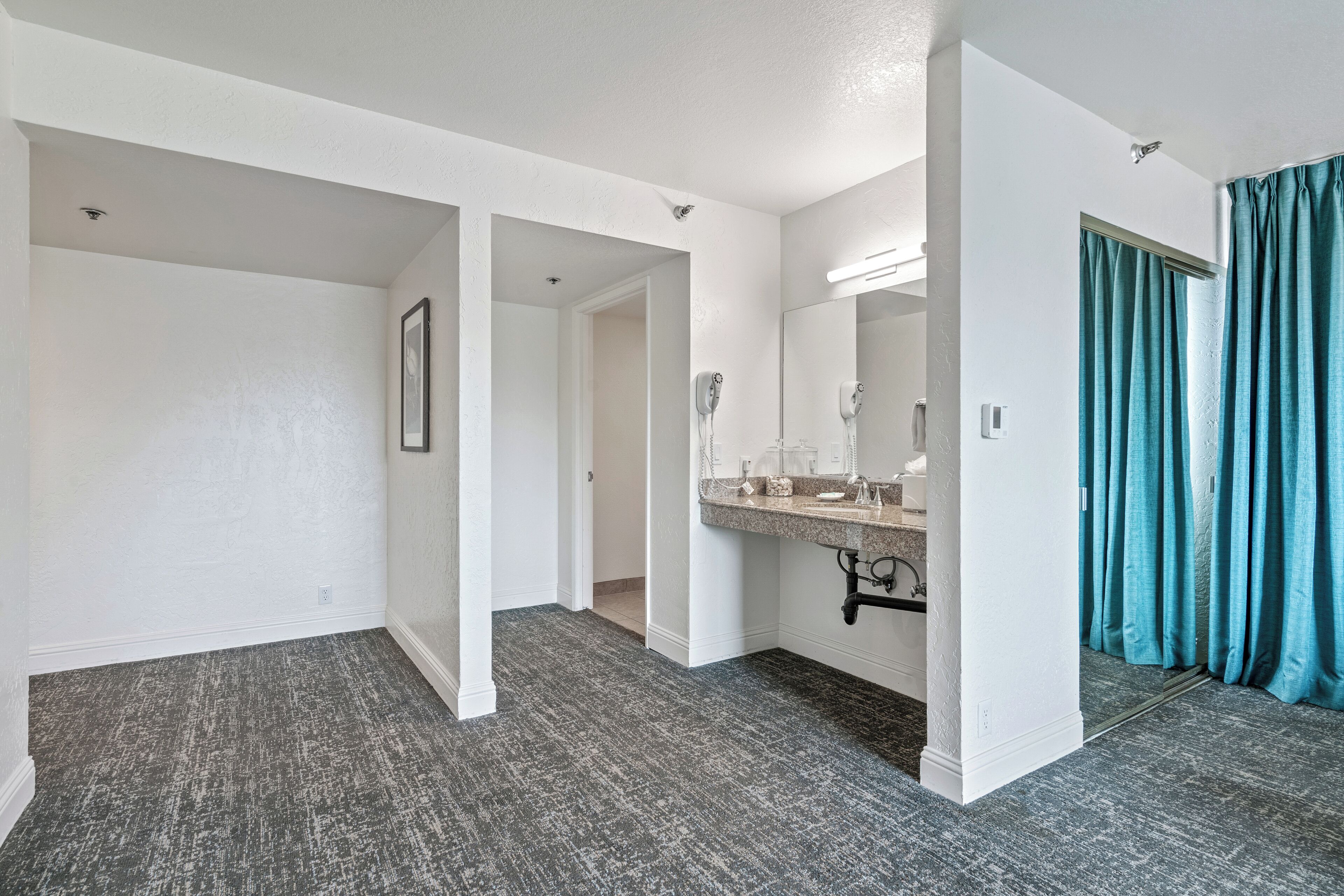 laptop workspace, blackout curtains, iron/ironing board, free wifi