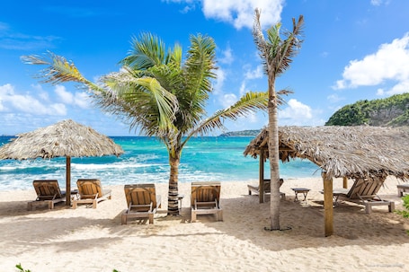 On the beach, sun loungers, scuba diving, snorkeling