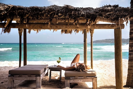 On the beach, sun loungers, scuba diving, snorkeling