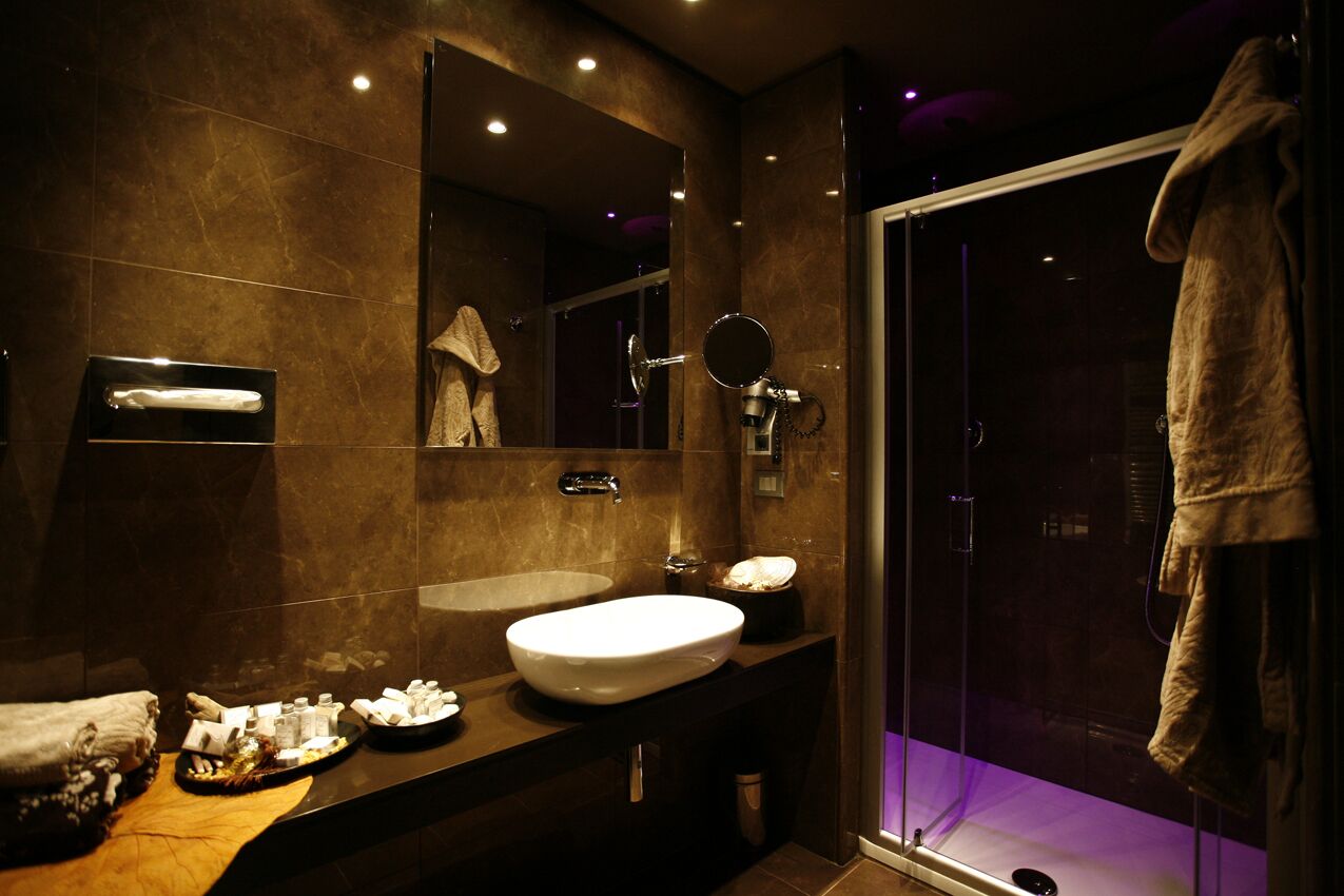 junior suite | bathroom | shower, hair dryer, bathrobes, bidet