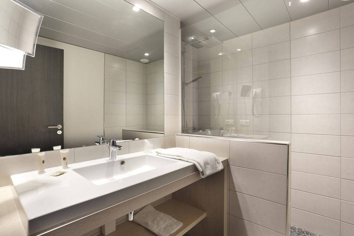 premium double room | bathroom | free toiletries, hair dryer, towels