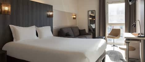 Premium bedding, pillowtop beds, desk, soundproofing