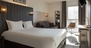 Premium bedding, pillow-top beds, desk, soundproofing