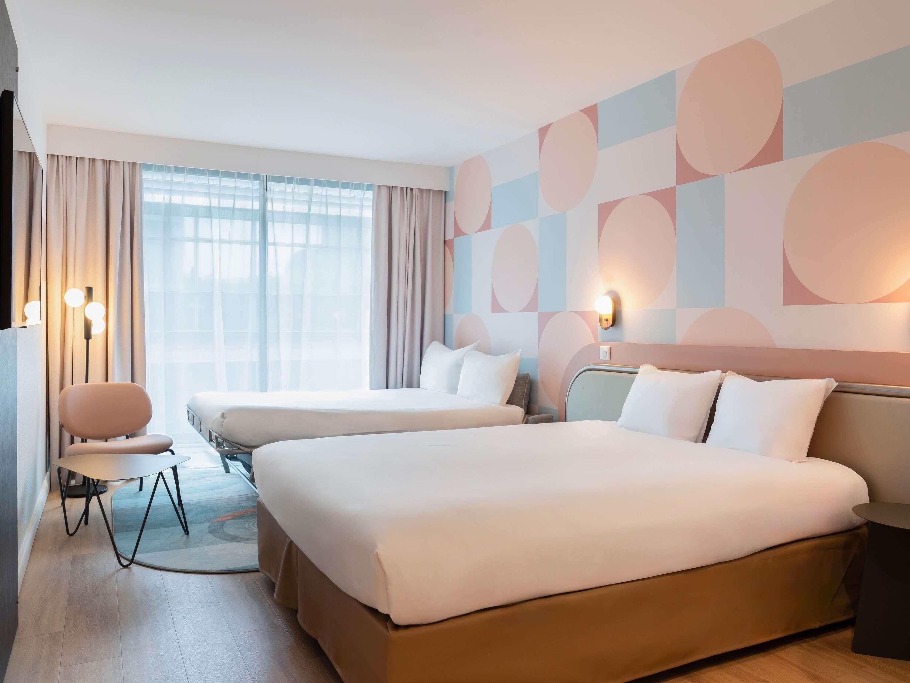 Premium bedding, desk, blackout curtains, soundproofing